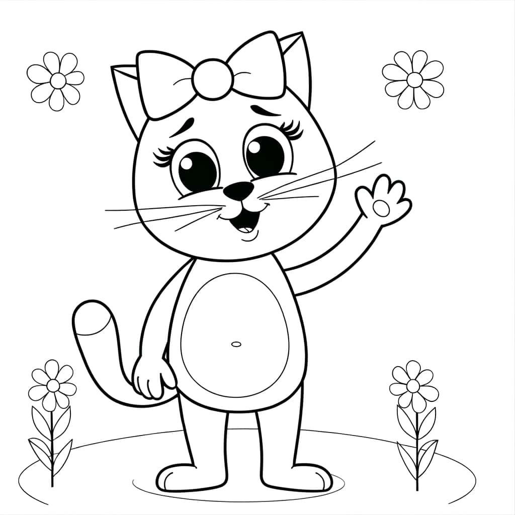 Coloriage Hello Kitty salut à imprimer et colorier