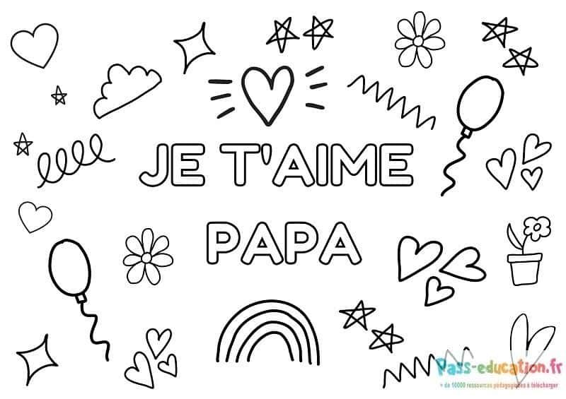 Coloriage Je t'aime Papa à imprimer et colorier