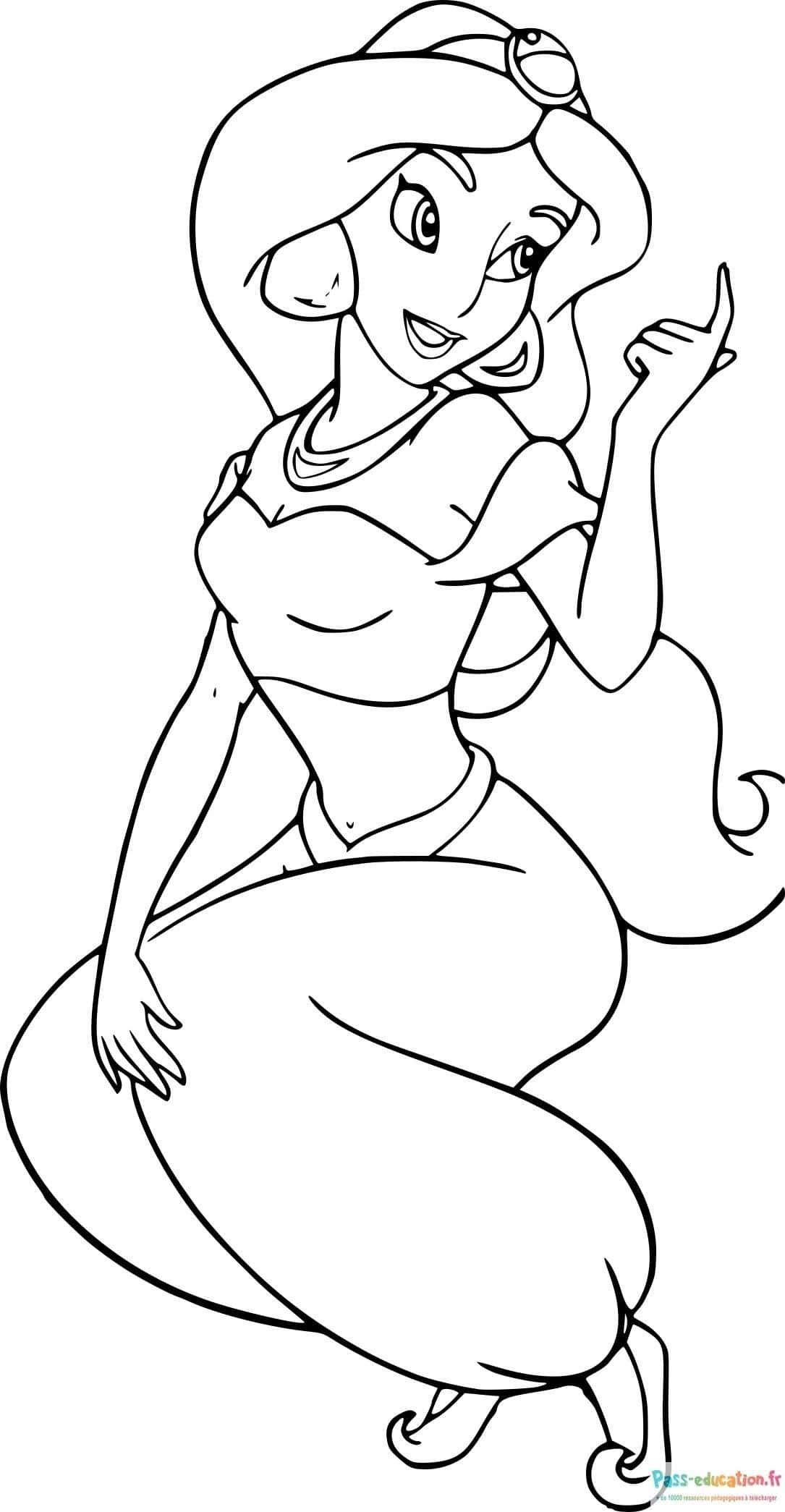 Coloriage Jasmine salue à imprimer et colorier