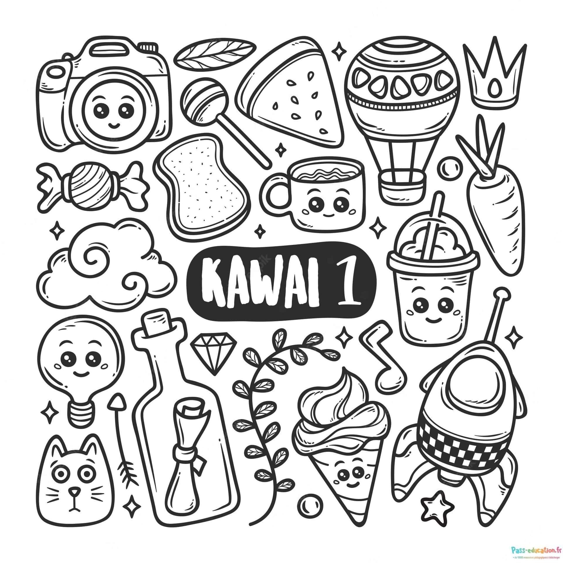Coloriage Dessin Kawai à imprimer et colorier