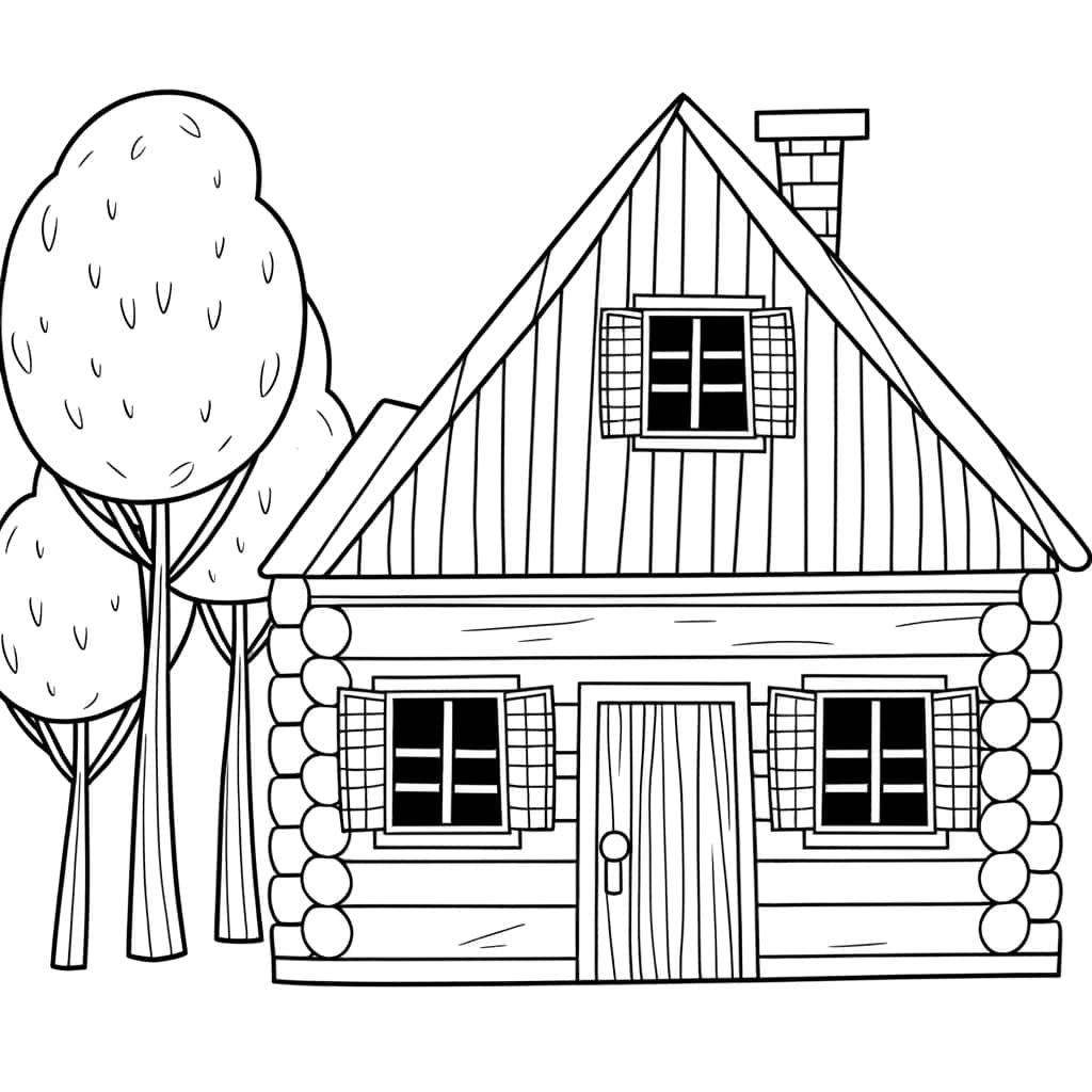 Coloriage Cabane en bois à imprimer et colorier
