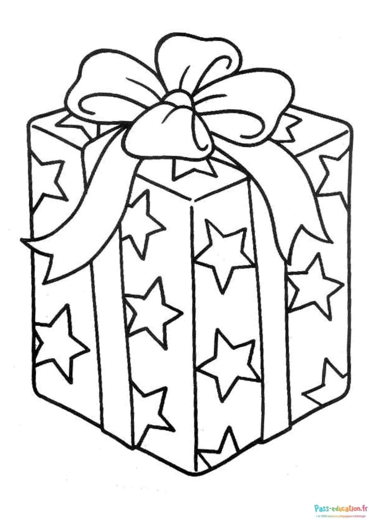 Coloriage Cadeau à étoiles à imprimer et colorier