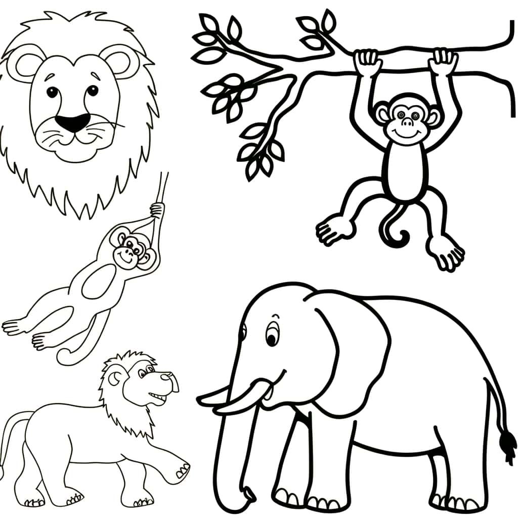 Coloriage Animaux de la jungle à imprimer et colorier