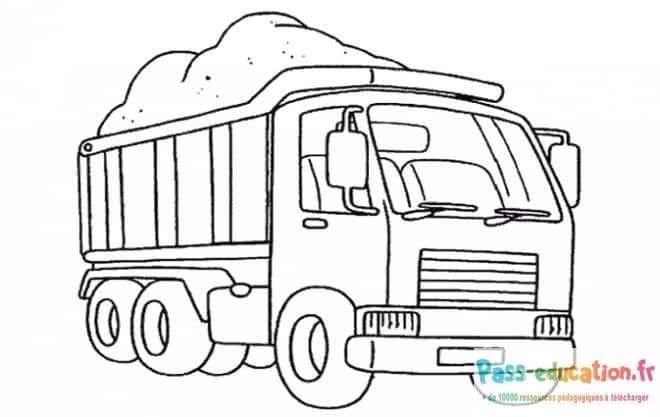 Coloriage Camion à benne à imprimer et colorier
