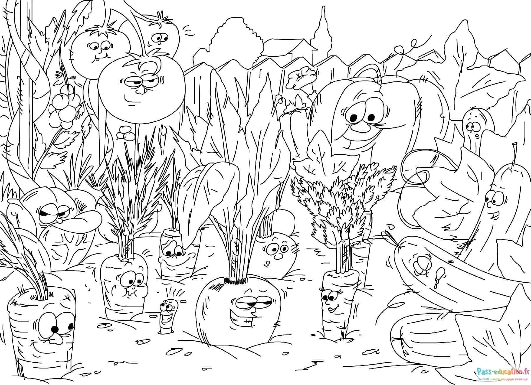 Coloriage Jardin animé à imprimer et colorier
