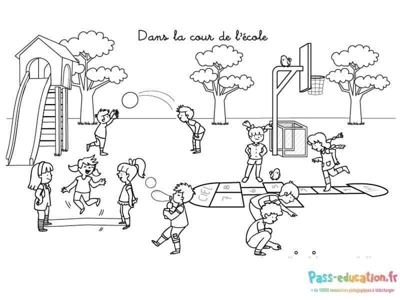 Coloriage Récréation à l'école à imprimer et colorier