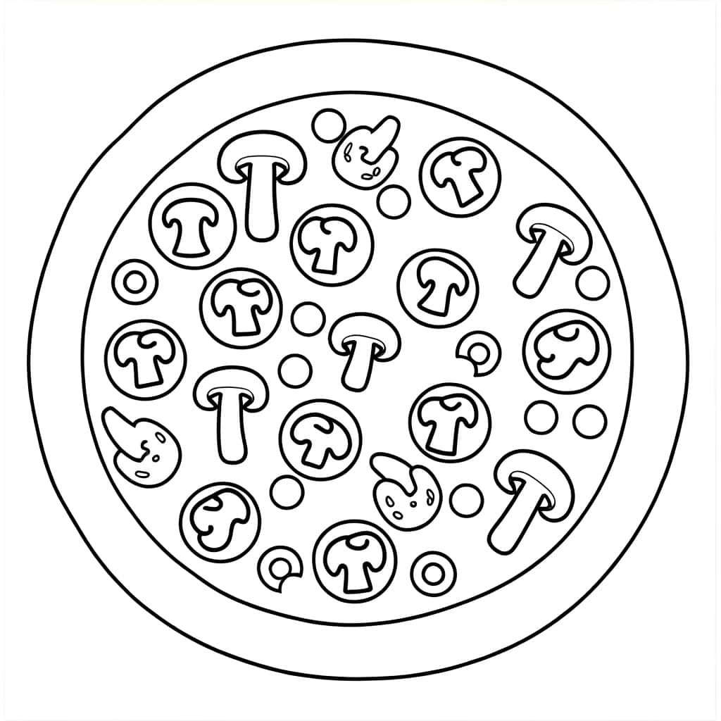 Coloriage Pizza aux champignons à imprimer et colorier