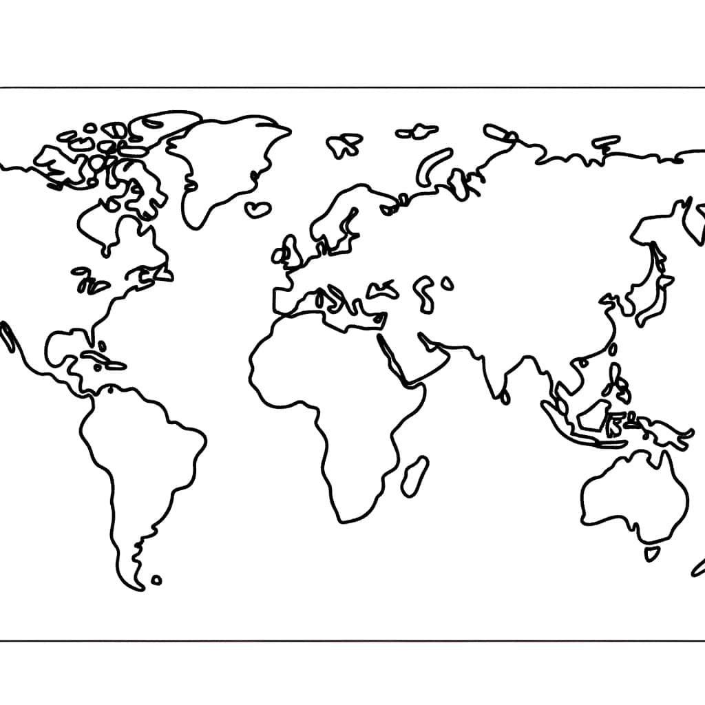 Coloriage Carte du monde à imprimer et colorier