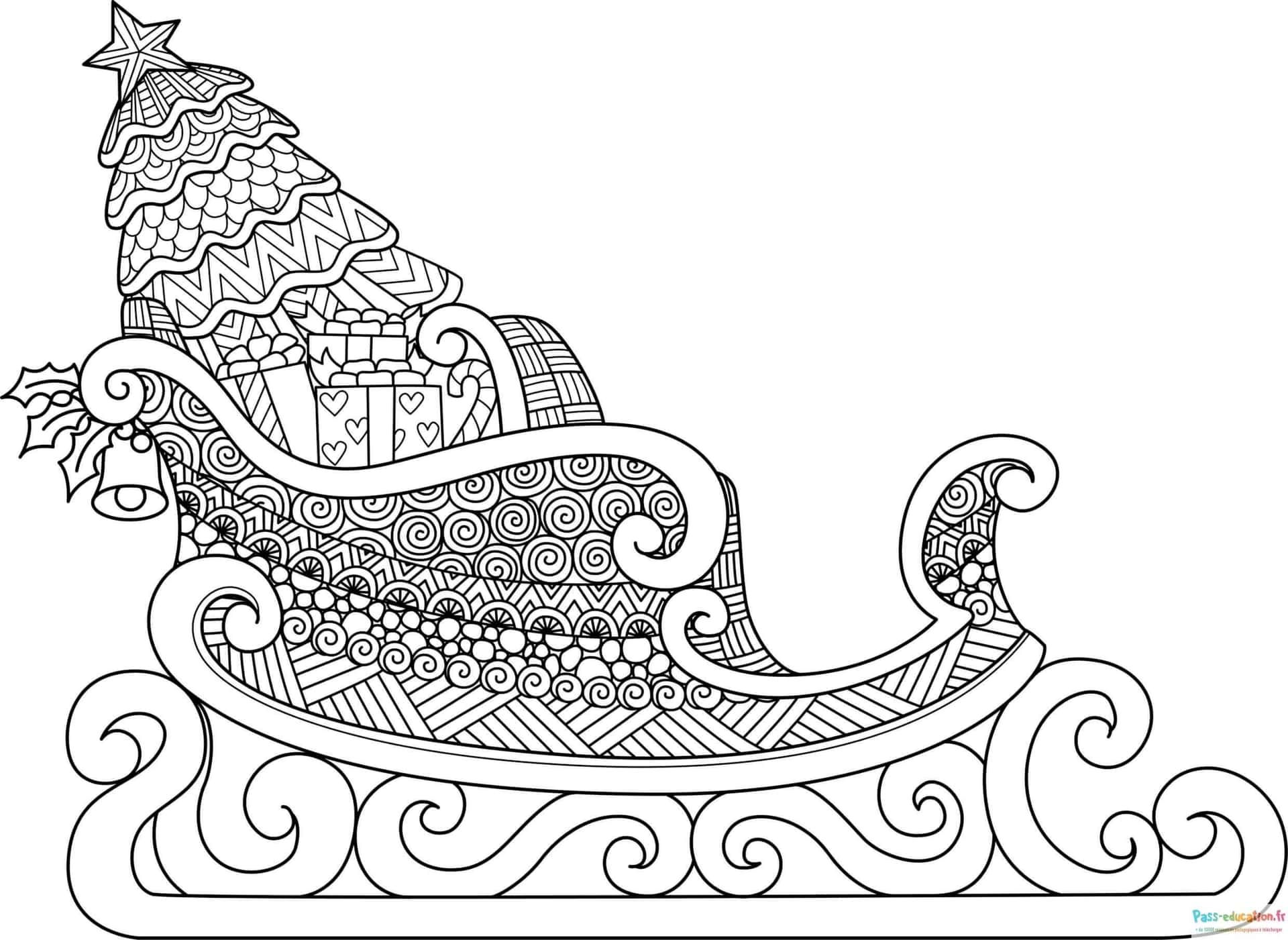 Coloriage Traineau Père Noël à imprimer et colorier