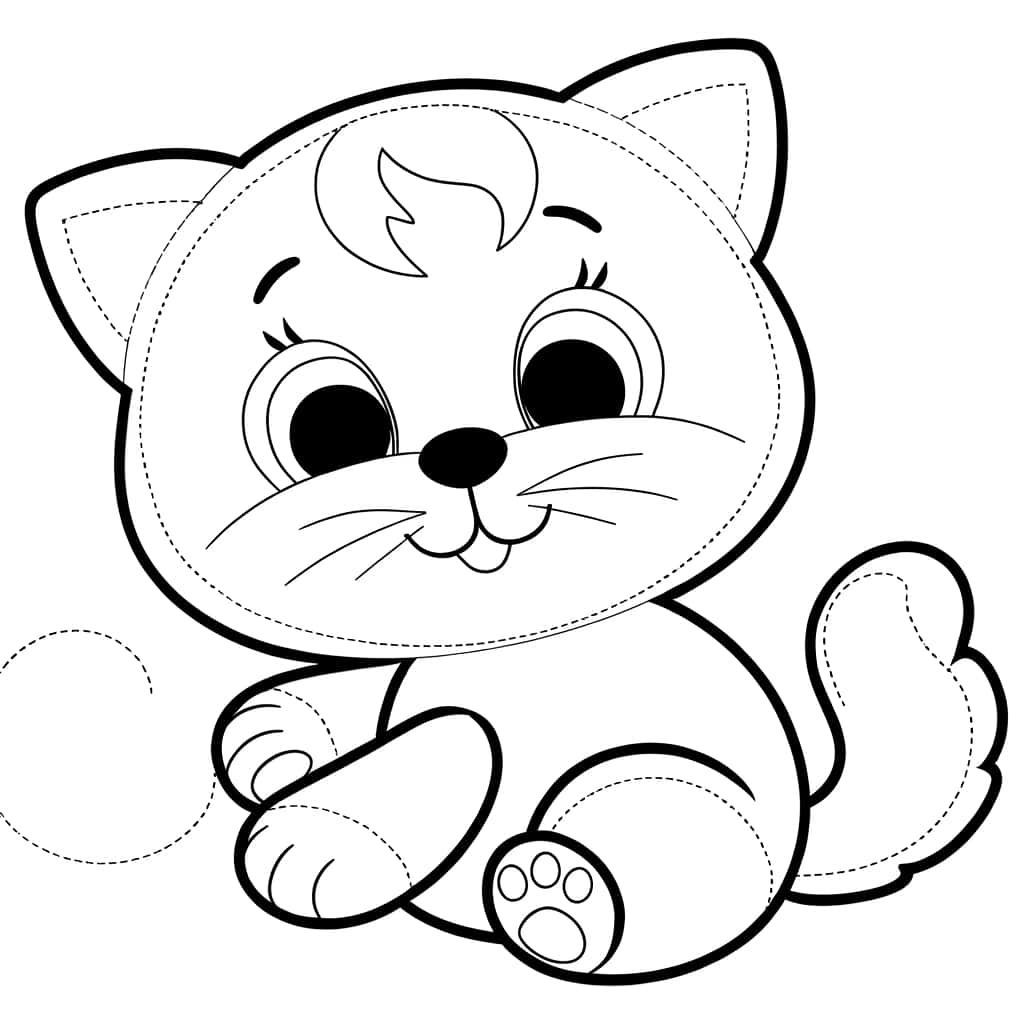 Coloriage Chaton souriant à imprimer et colorier