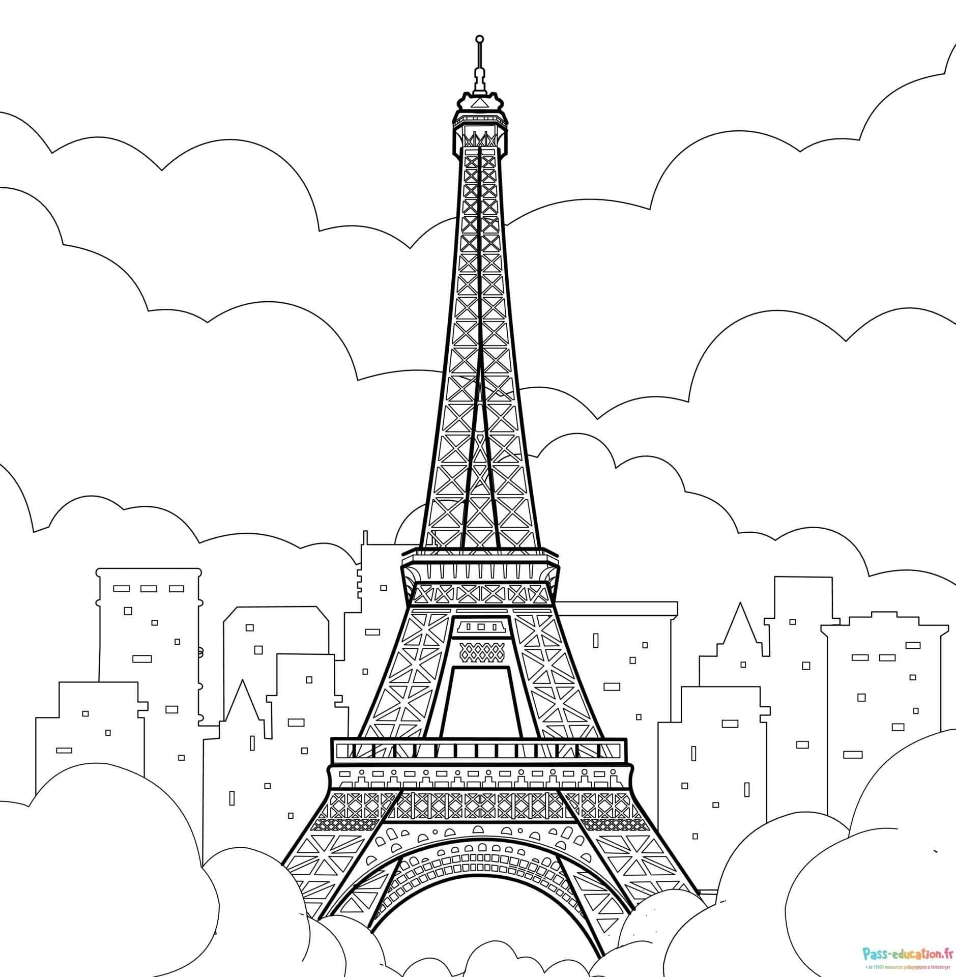 Coloriage Tour Eiffel à imprimer et colorier