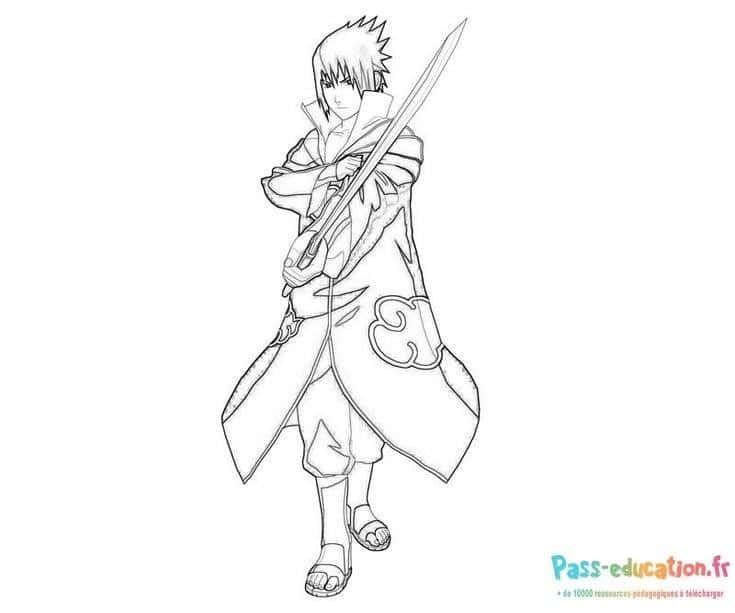 Coloriage Ninja avec épée à imprimer et colorier