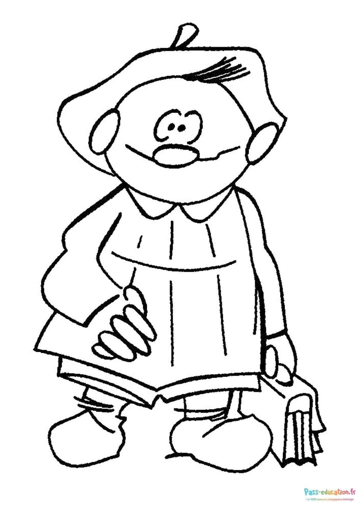 Coloriage Petit écolier à imprimer et colorier