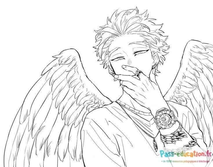 Coloriage Aile d'ange souriante à imprimer et colorier