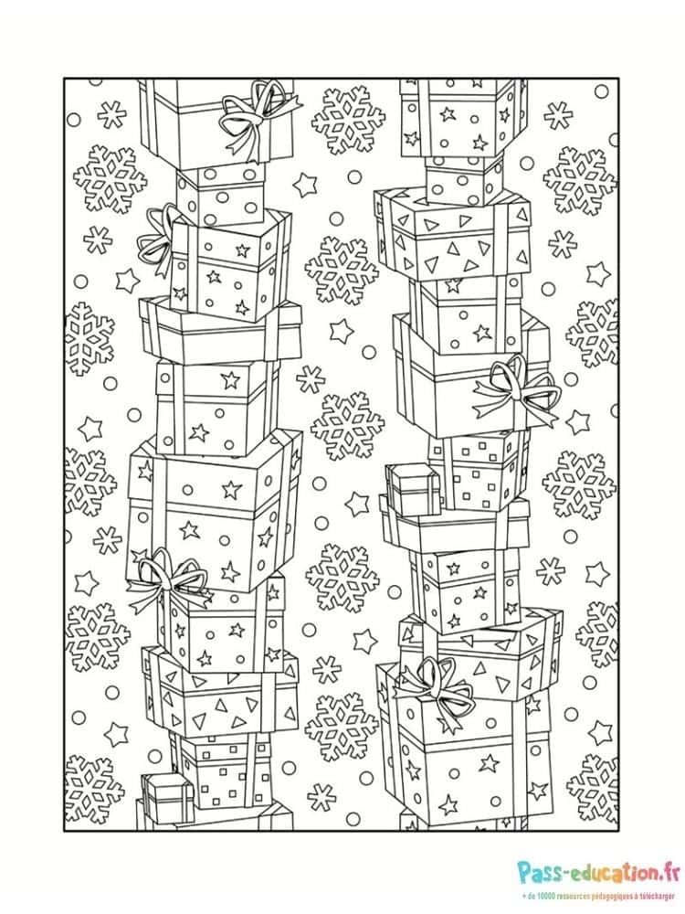 Coloriage Empilement de cadeaux à imprimer et colorier