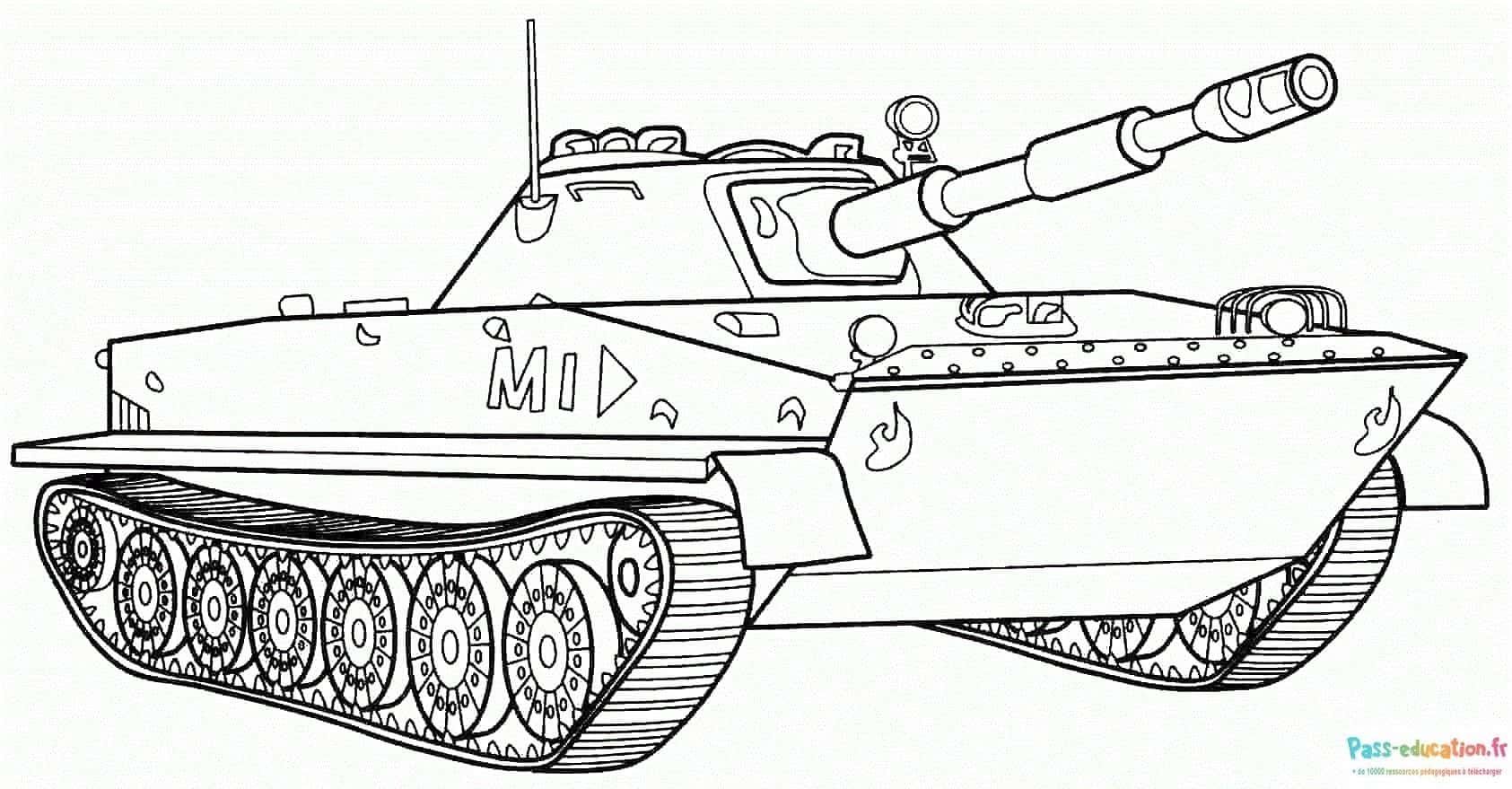 Coloriage Tank de combat à imprimer et colorier
