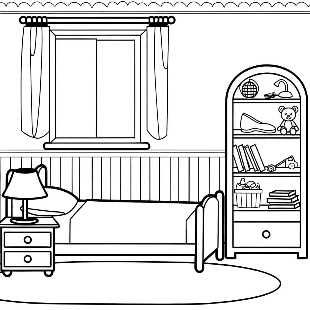 Coloriage Chambre d'enfant à imprimer et colorier