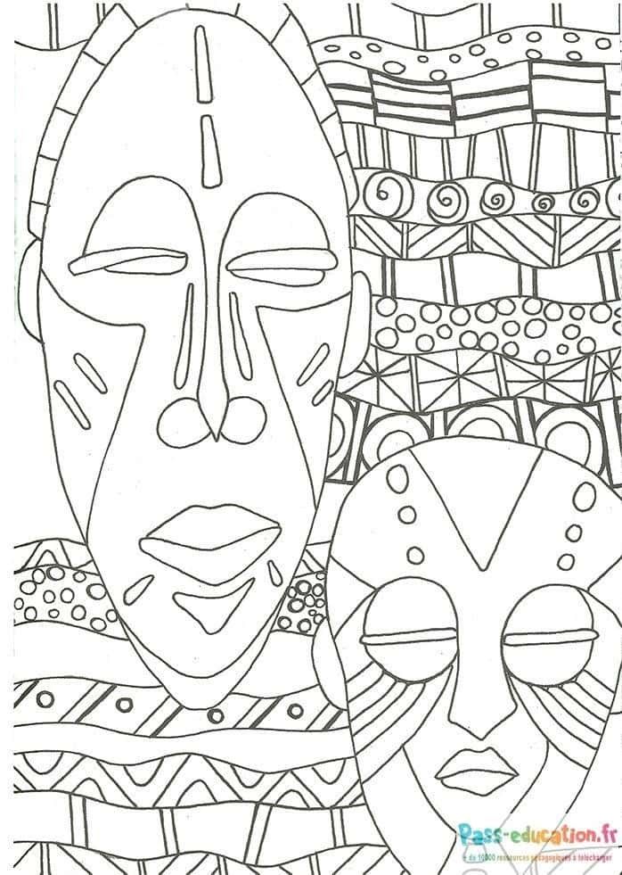 Coloriage Masques africains à imprimer et colorier