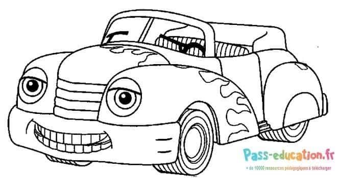 Coloriage Voiture souriante à imprimer et colorier
