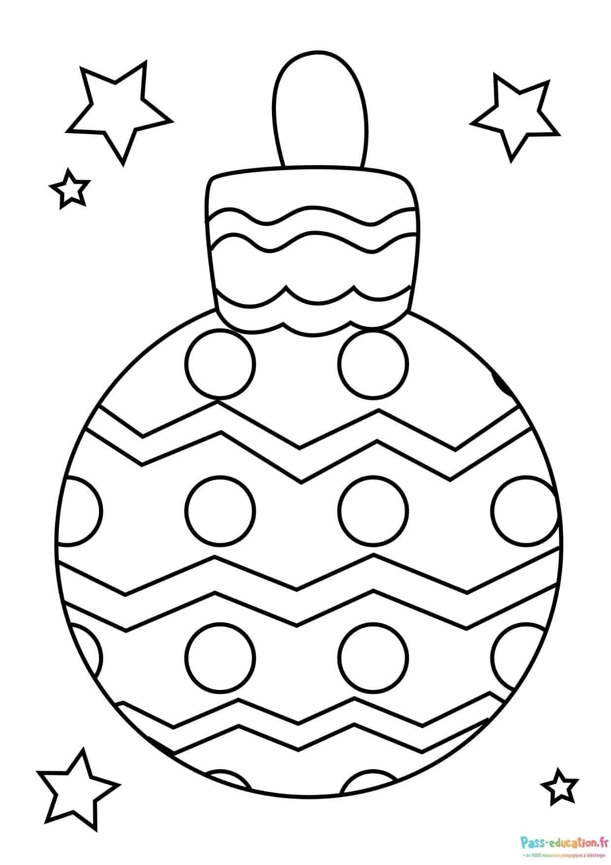 Coloriage Boule de Noël à imprimer et colorier