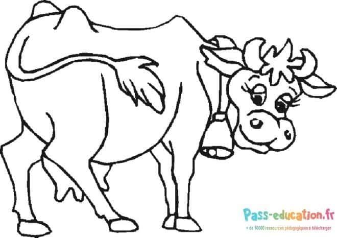 Coloriage Vache souriante à imprimer et colorier