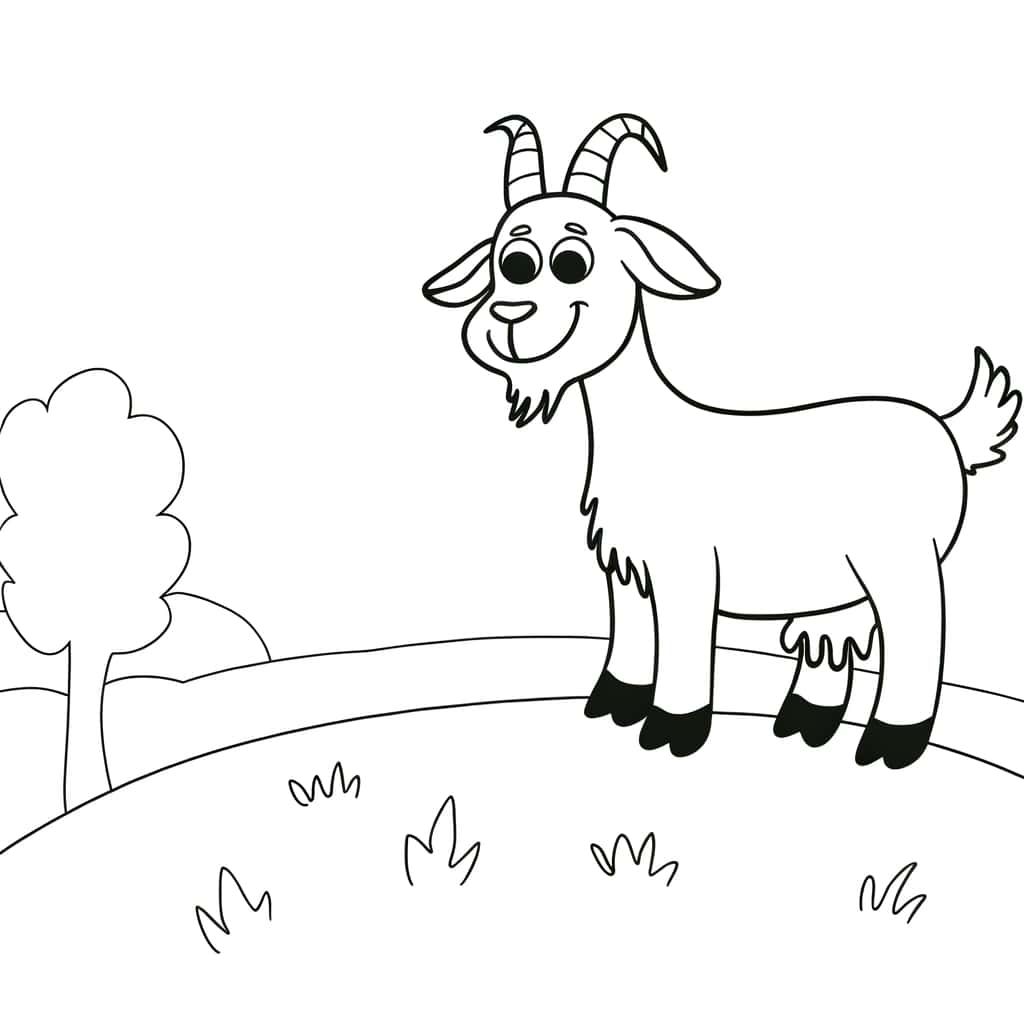 Coloriage Chèvre souriante à imprimer et colorier