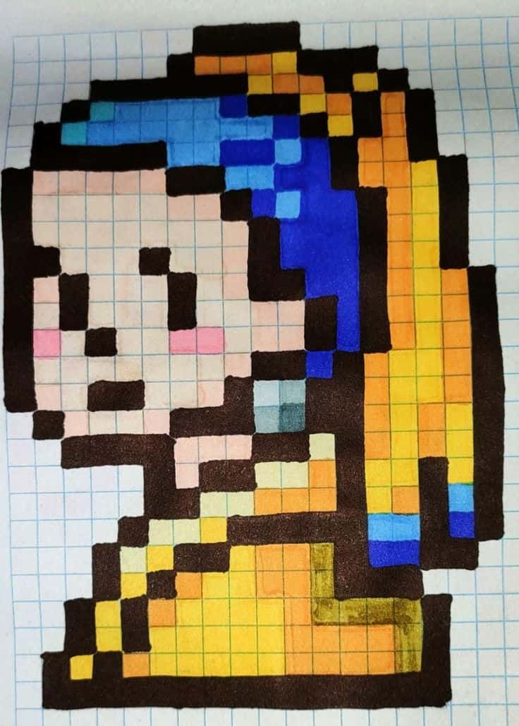 Coloriage Jeune fille pixelisée à imprimer et colorier
