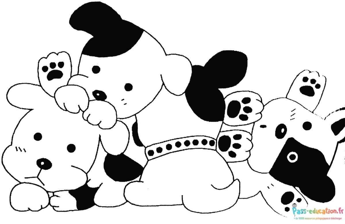 Coloriage Chiots joueurs à imprimer et colorier