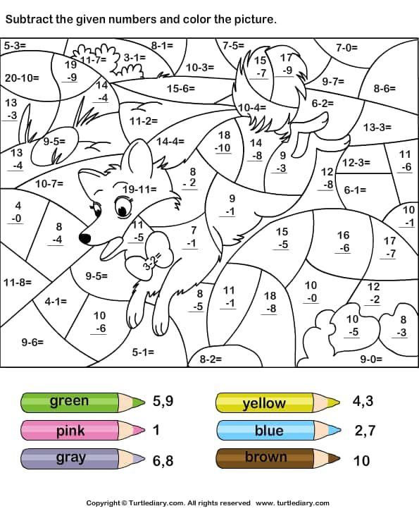 Coloriage Soustraction et coloriage à imprimer et colorier