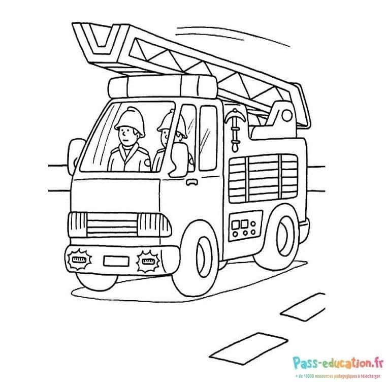 Coloriage Camion de pompiers à imprimer et colorier