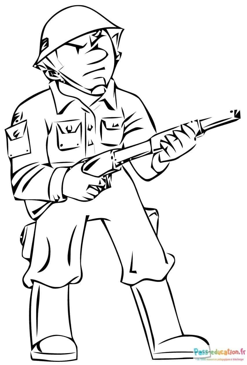 Coloriage Soldat prêt au combat à imprimer et colorier