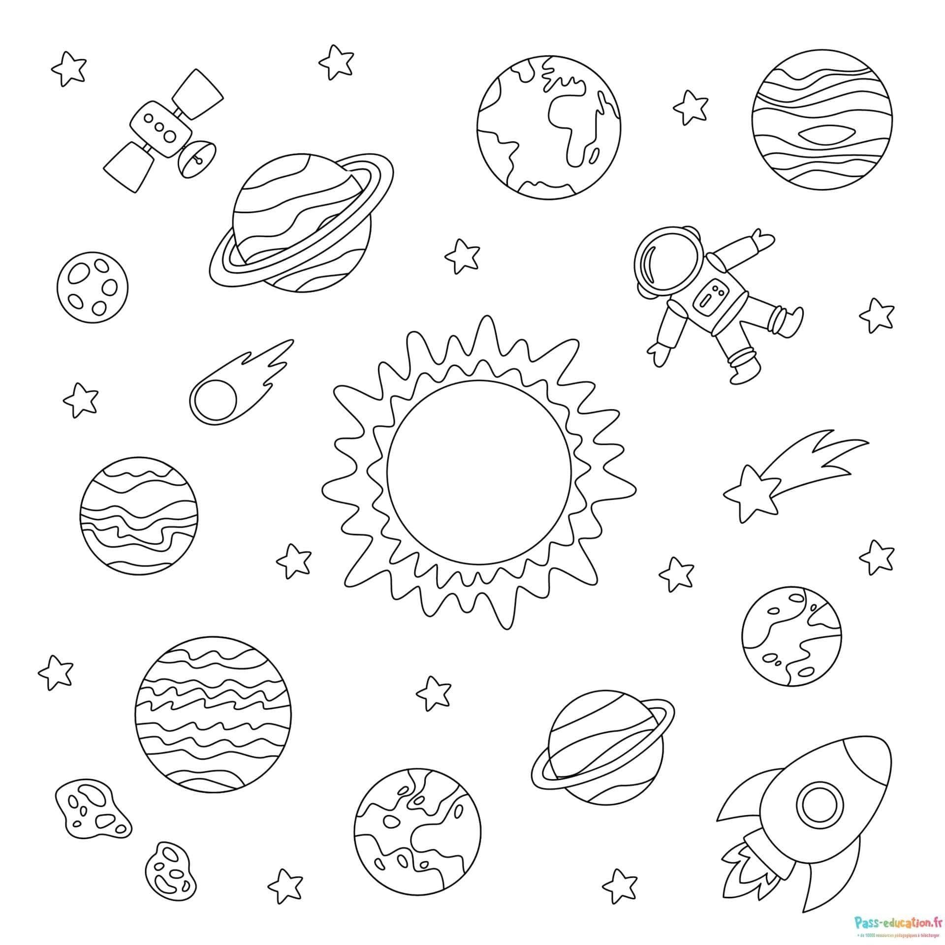 Coloriage Espace et Astronautes à imprimer et colorier