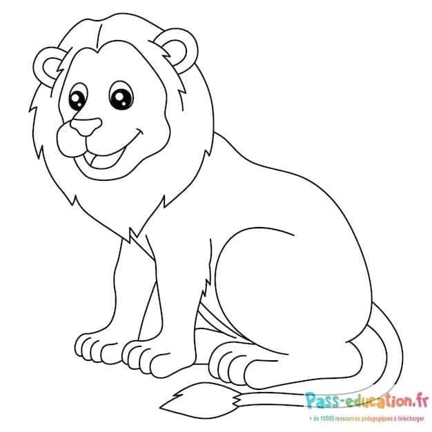 Coloriage Lion souriant à imprimer et colorier