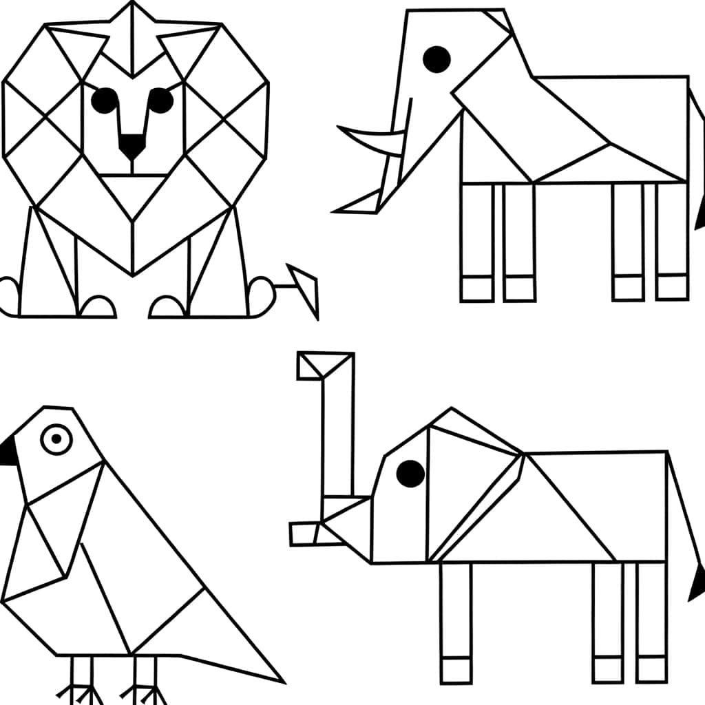 Coloriage Animaux géométriques à imprimer et colorier