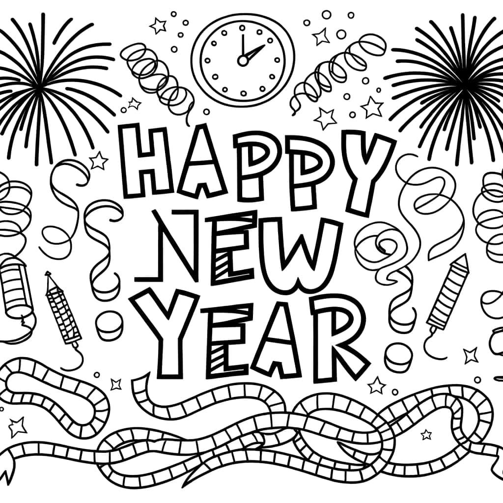 Coloriage Fête de Nouvel An à imprimer et colorier