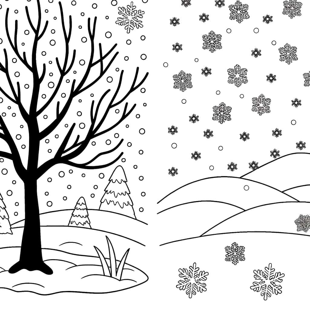 Coloriage Arbre Hiver à imprimer et colorier