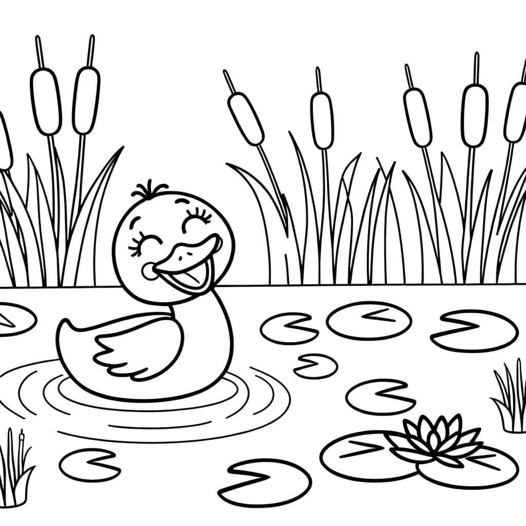 Coloriage Canard dans l'étang à imprimer et colorier