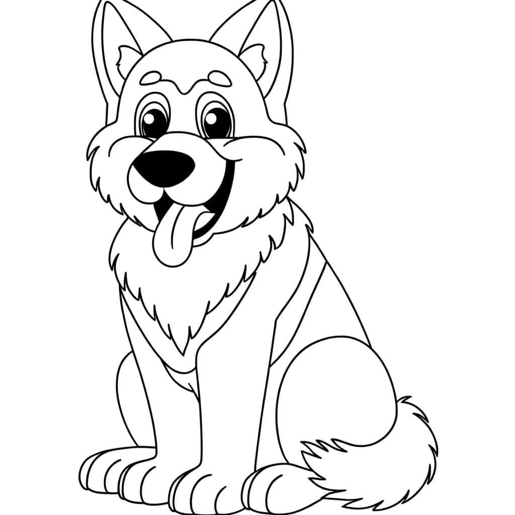 Coloriage Berger Allemand attentif à imprimer et colorier