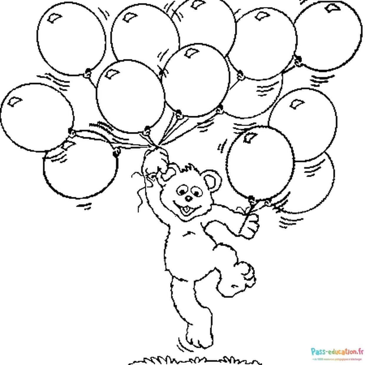 Coloriage Singe et ballons à imprimer et colorier