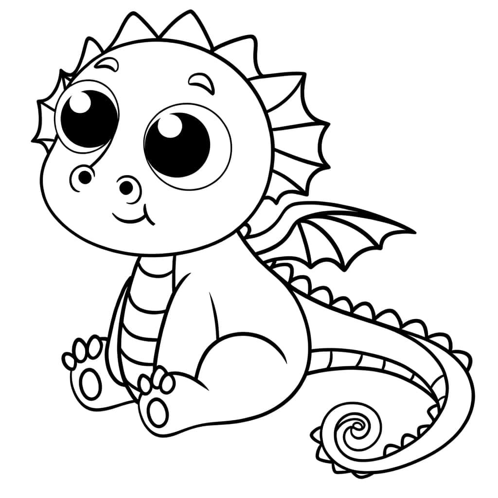 Coloriage Bébé dragon à imprimer et colorier