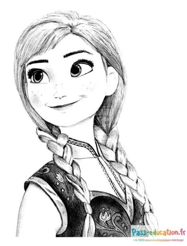 Coloriage Anna tresse Elsa à imprimer et colorier