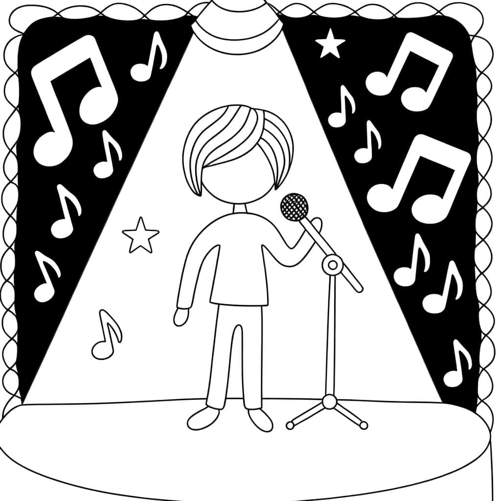Coloriage Chanteur sur scène à imprimer et colorier