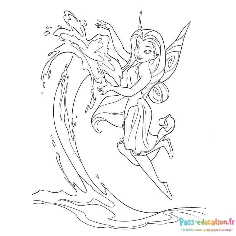 Coloriage Fée aquatique à imprimer et colorier