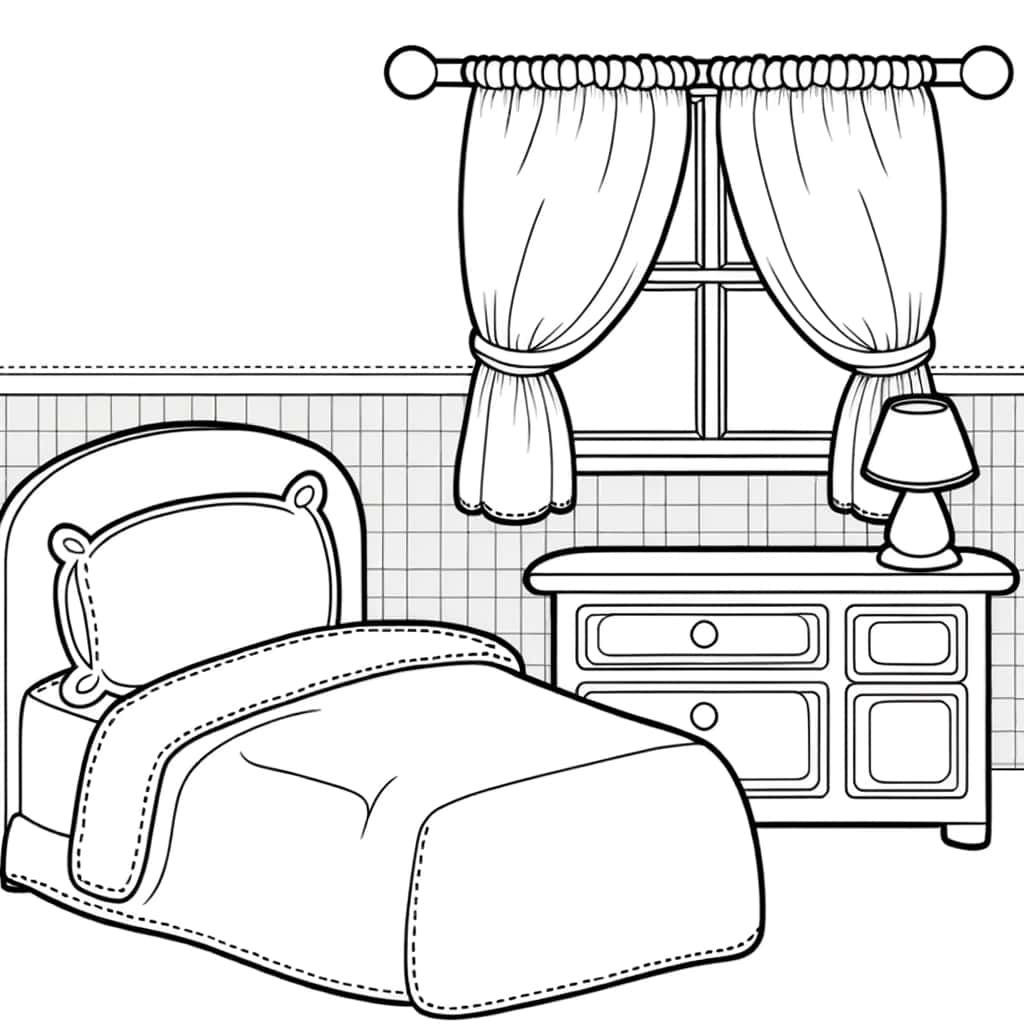 Coloriage Chambre d'enfant à imprimer et colorier
