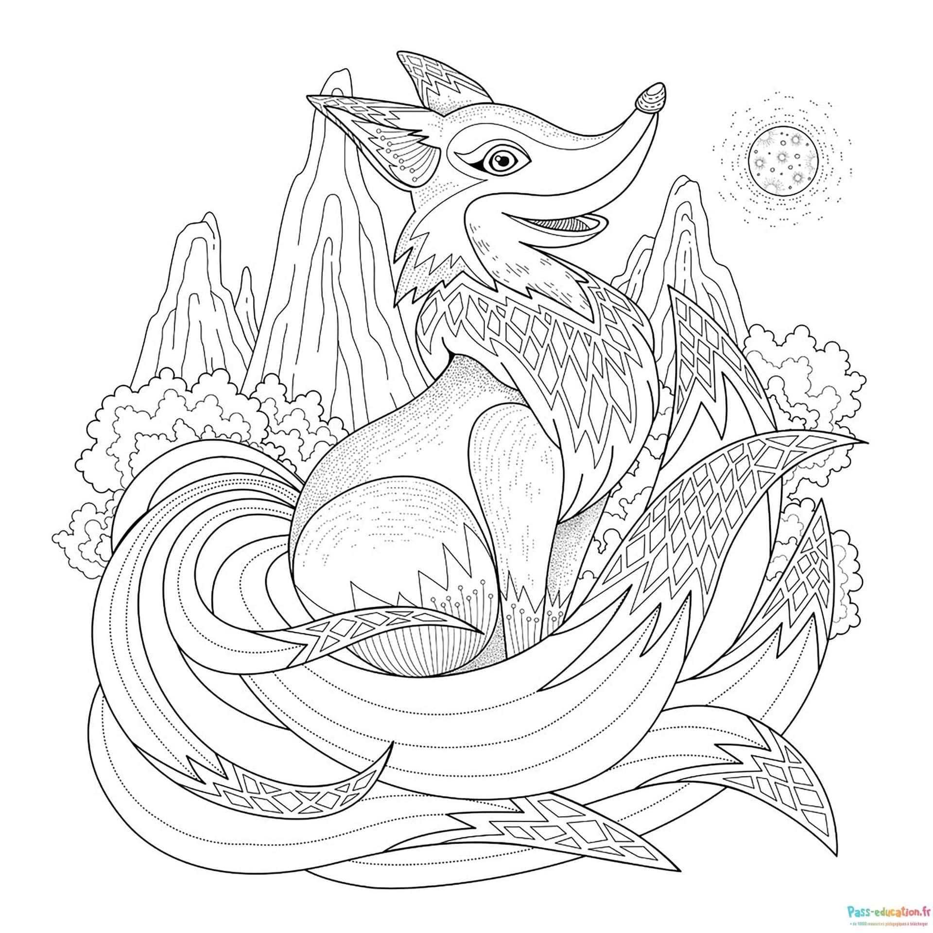 Coloriage Renard géométrique à imprimer et colorier