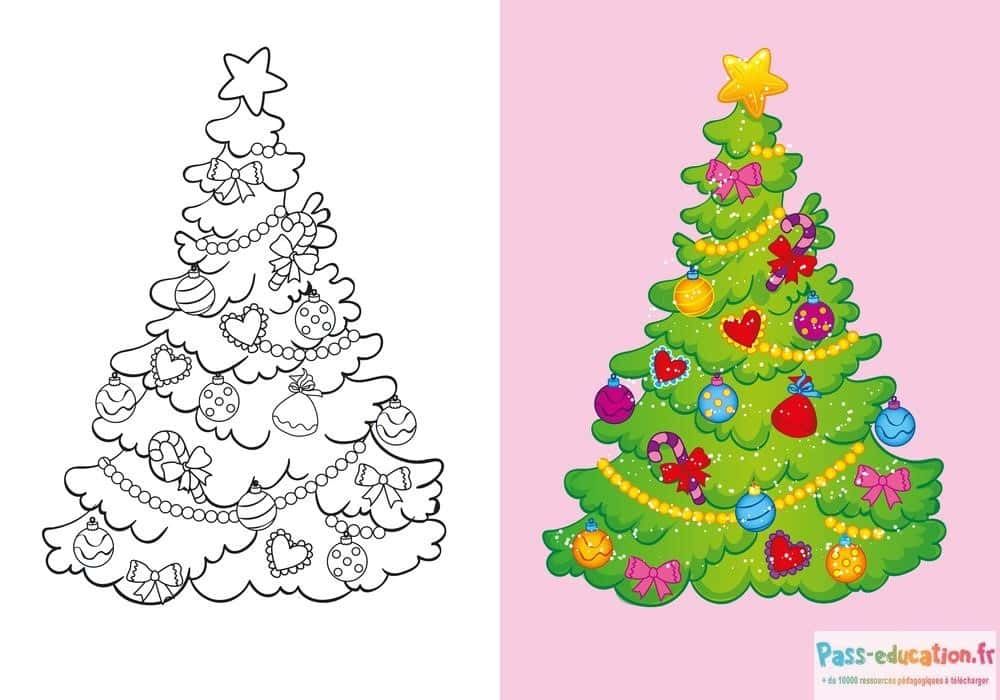 Coloriage Sapin de Noël à imprimer et colorier