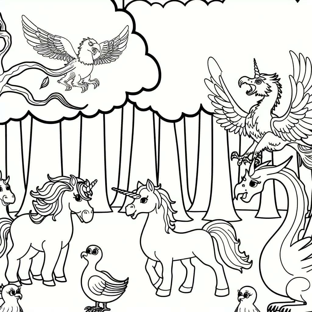 Coloriage Animaux mythiques à imprimer et colorier