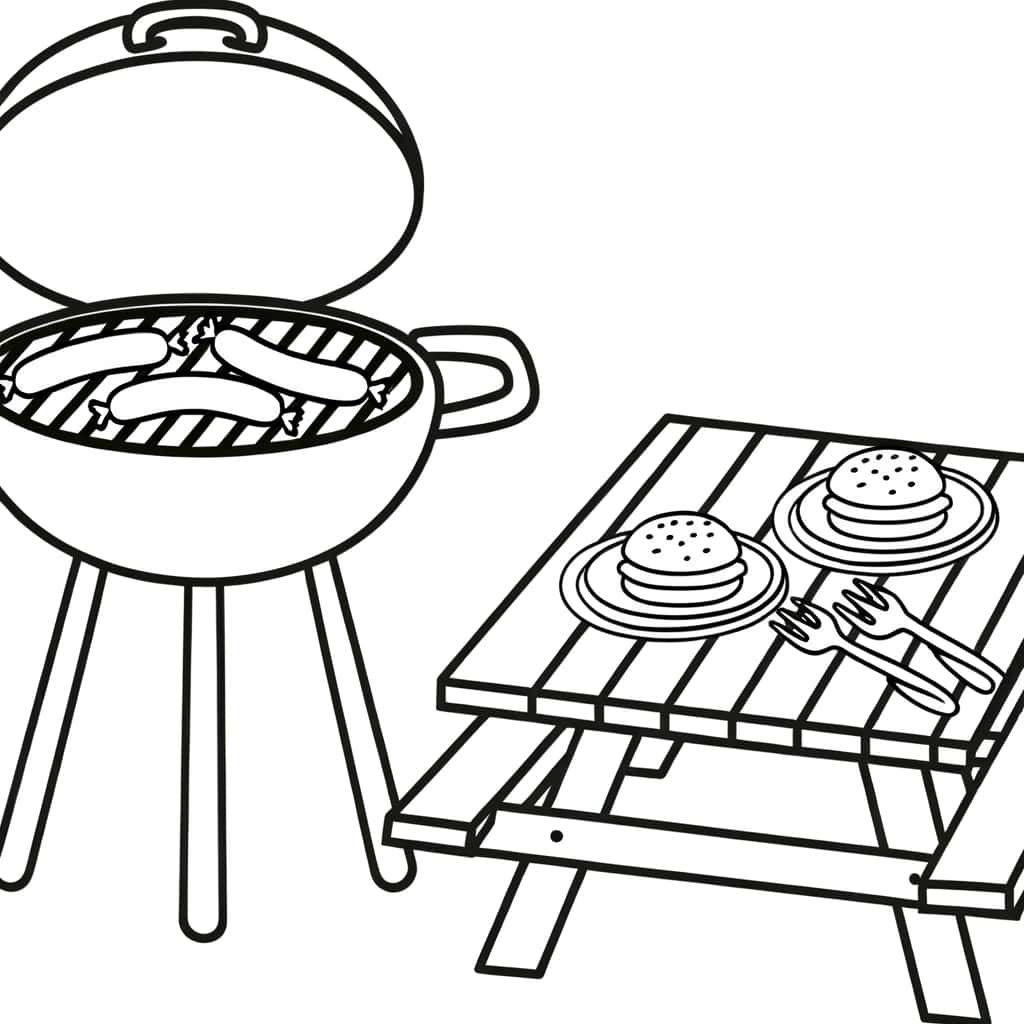 Coloriage Barbecue estival à imprimer et colorier