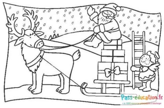 Coloriage Traineau Père Noël à imprimer et colorier