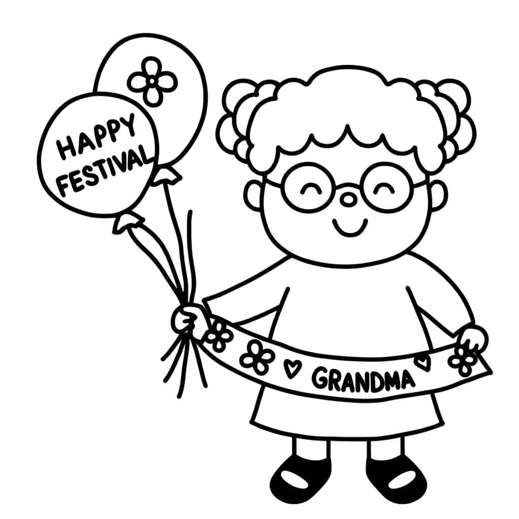 Coloriage Fête pour Grand-mère à imprimer et colorier